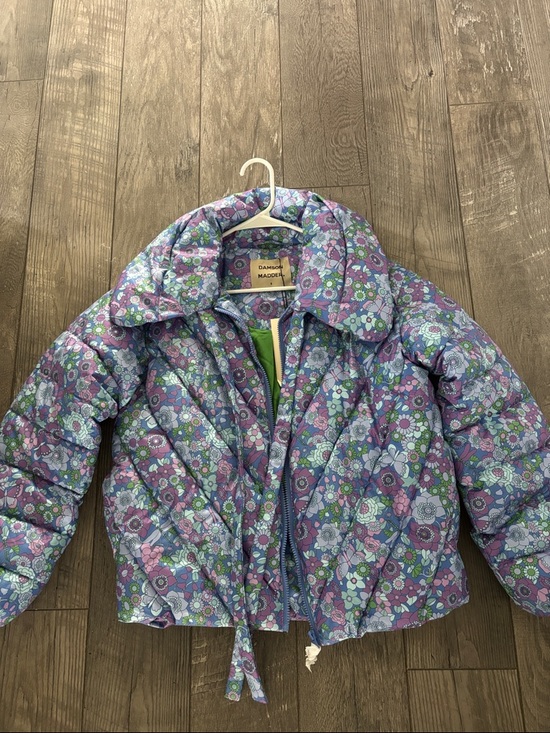 Damson Madder Jackets & Blazers - Damson Madder Purple Floral Quilted Puffer Jacket